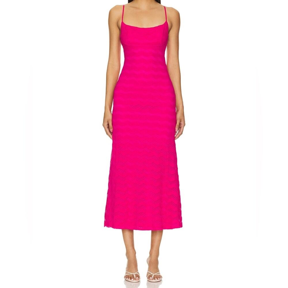 Bardot Adoni Zig Zag Midi Dress in Magenta Women’s Sz 12 NWT